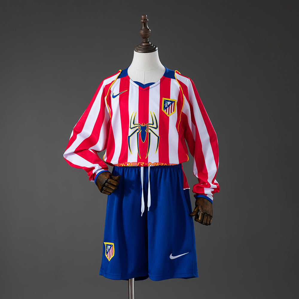 04/05 Atletico Madrid Home Retro Long Sleeve Kids Kit