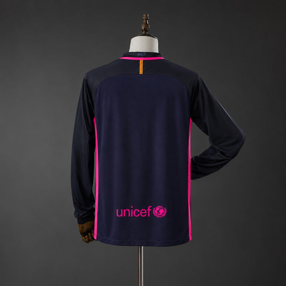 16/17 Barcelona Away Long Sleeve Retro Jersey