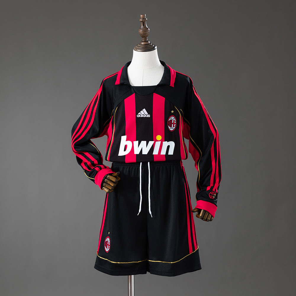 06/07 AC Milan Home Long Sleeve Retro Kids Kit