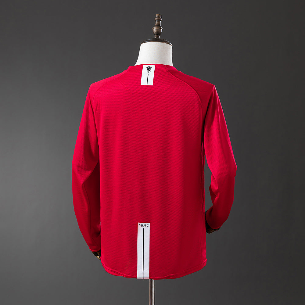 07/08 Manchester United Home UEFA Champions League Version Long Sleeve Retro Jersey