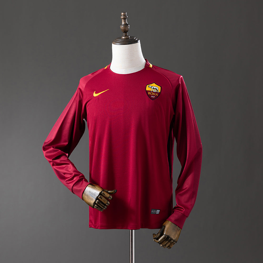 17/18 AS Roma Home Long Sleeve Retro Jersey