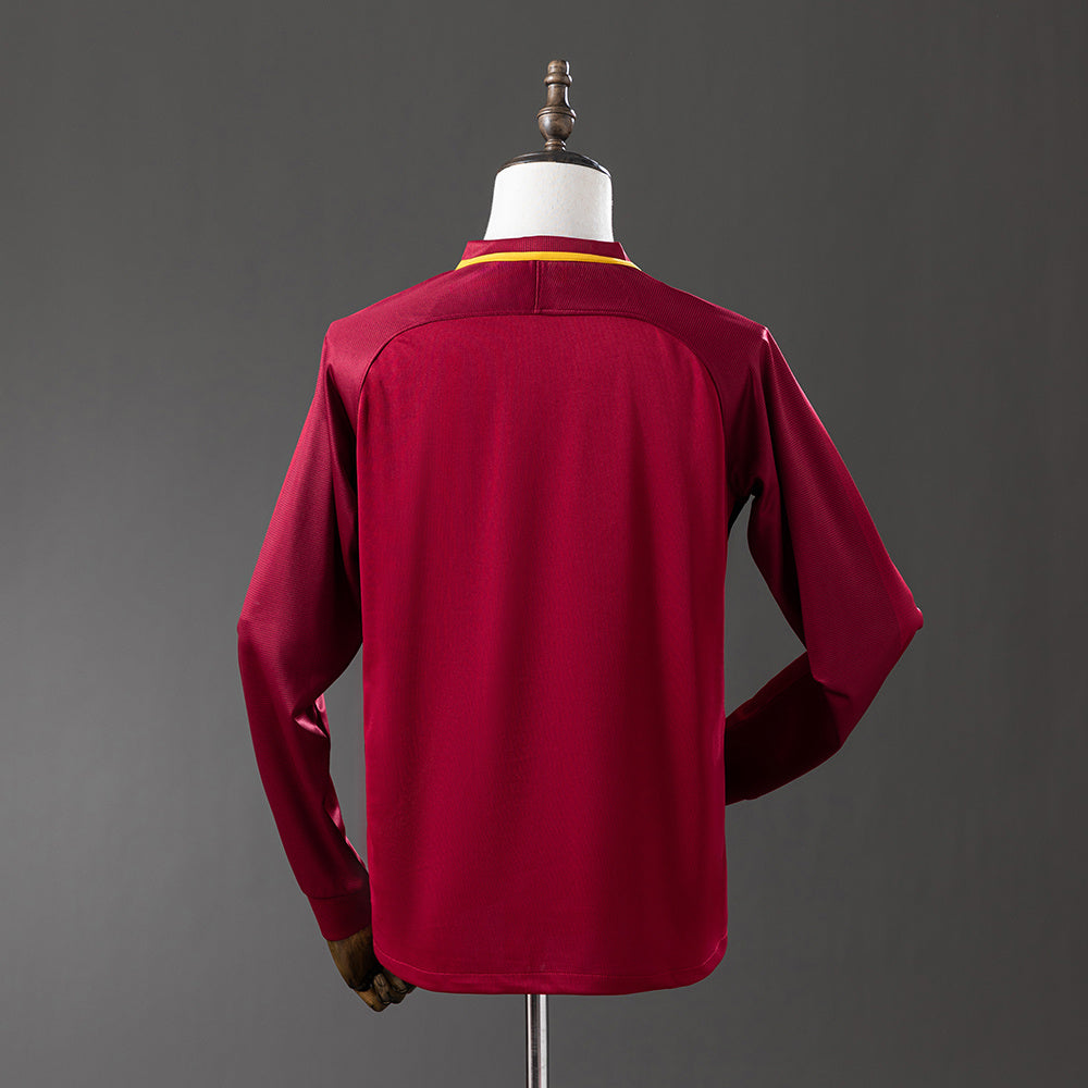 17/18 AS Roma Home Long Sleeve Retro Jersey