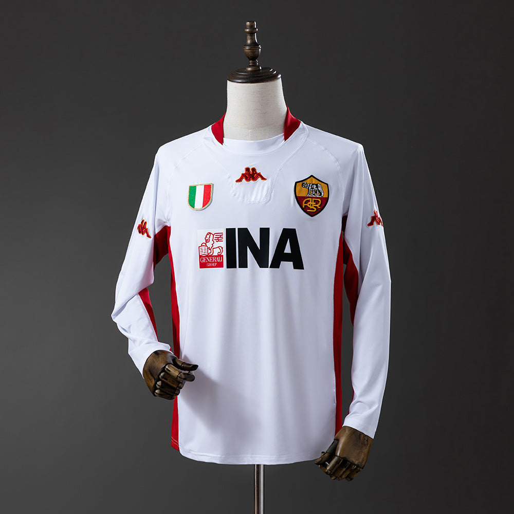 01/02 AS Roma Away Long Sleeve Retro Jersey