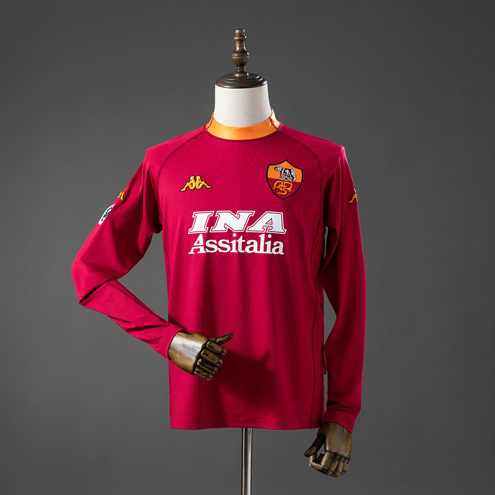 00/01 AS Roma Home Long Sleeve Retro Jersey