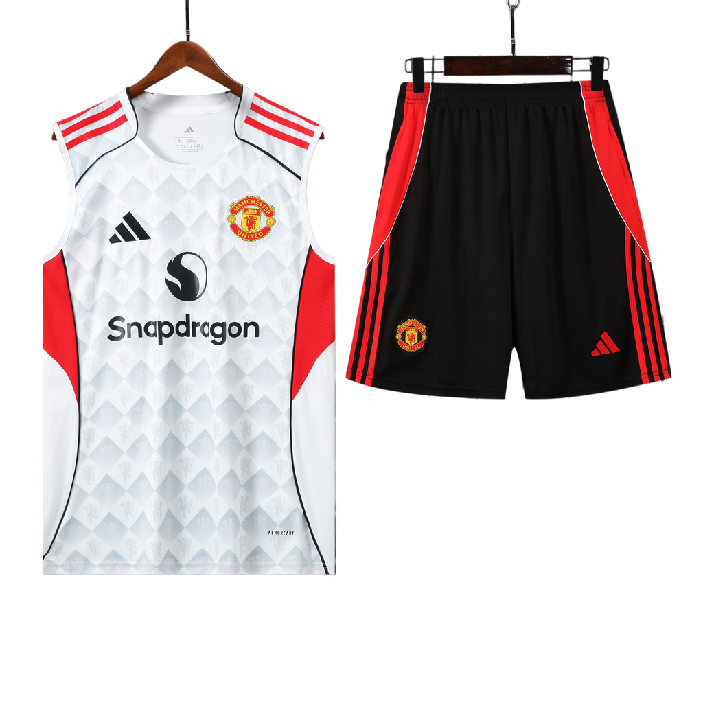 25/26 Manchester United White Red Vest Kit