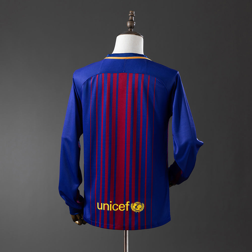 17/18 Barcelona Home Long Sleeve Retro Jersey