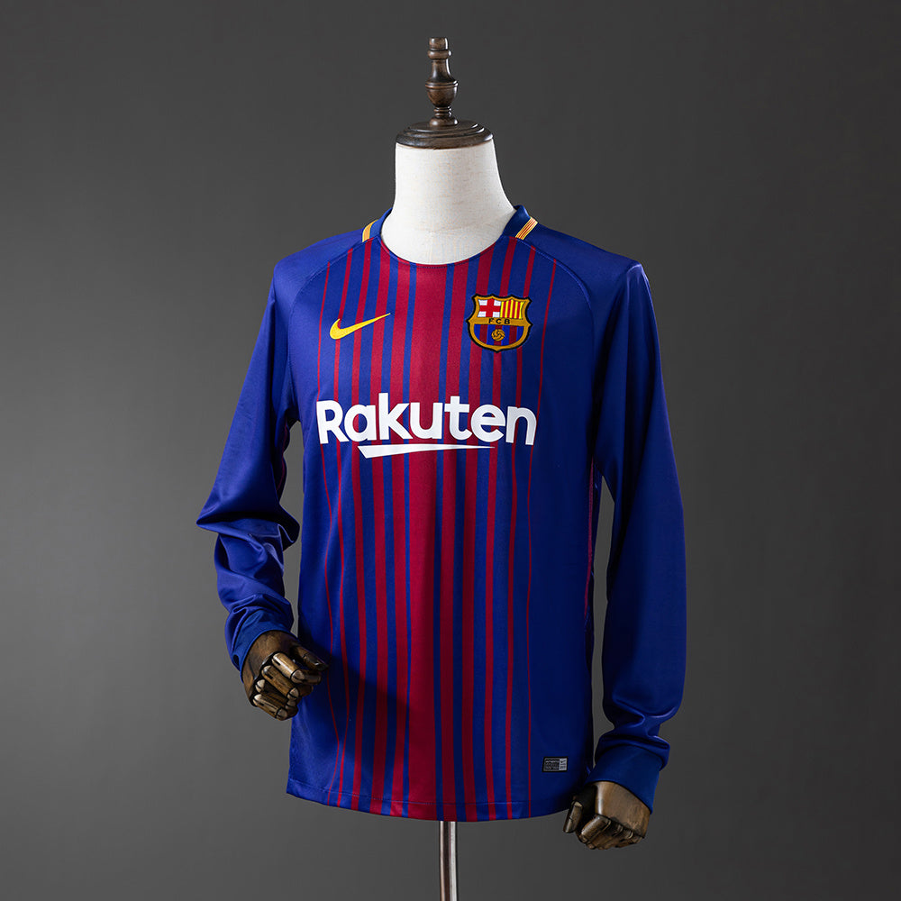 17/18 Barcelona Home Long Sleeve Retro Jersey