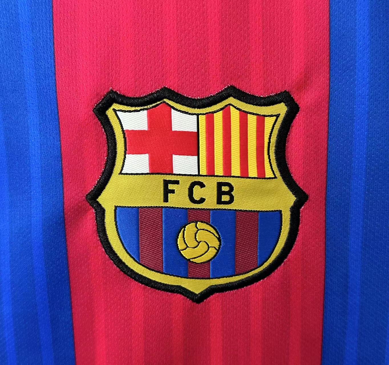 2016-17 Barcelona Home Long Sleeves Retro Jersey
