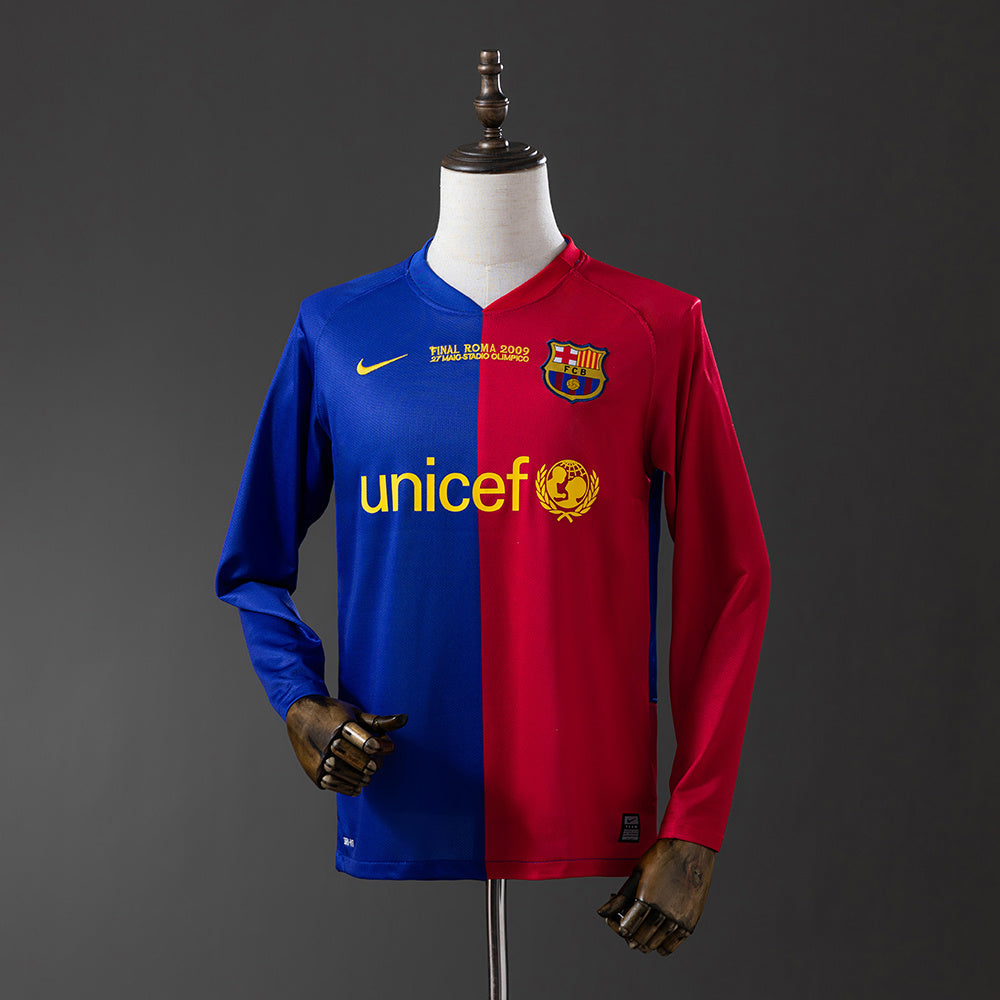 08/09 Barcelona Champions League Home Retro Jersey Long Sleeve