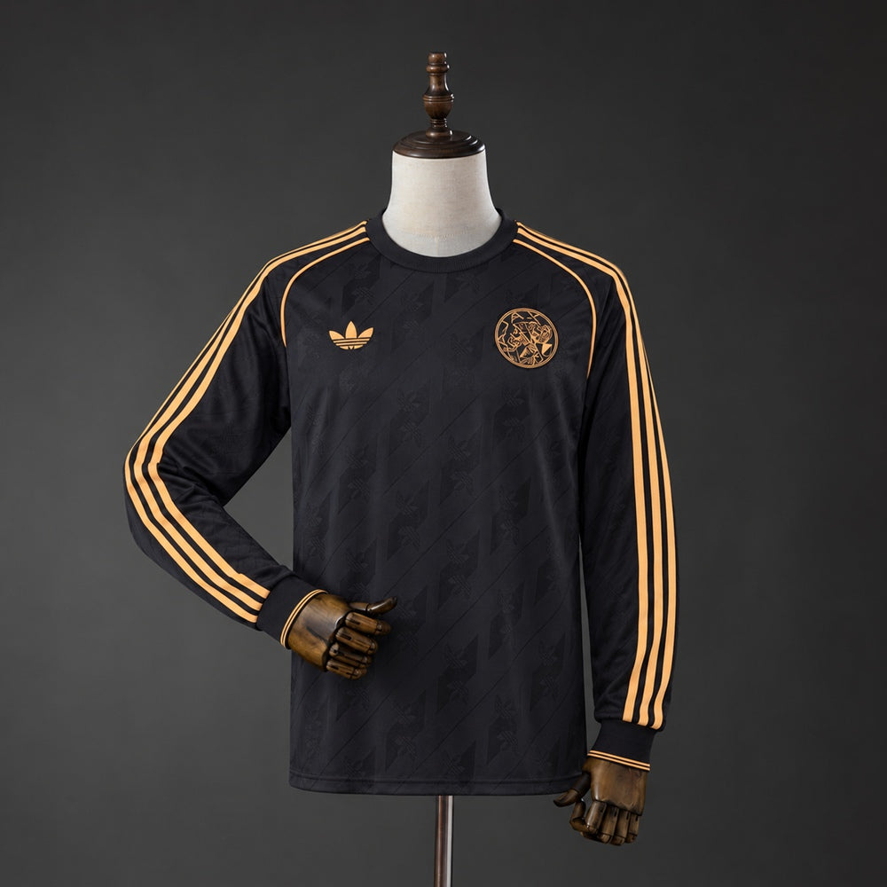26/27 Ajax Casual Black Long Sleeve Retro Shirt