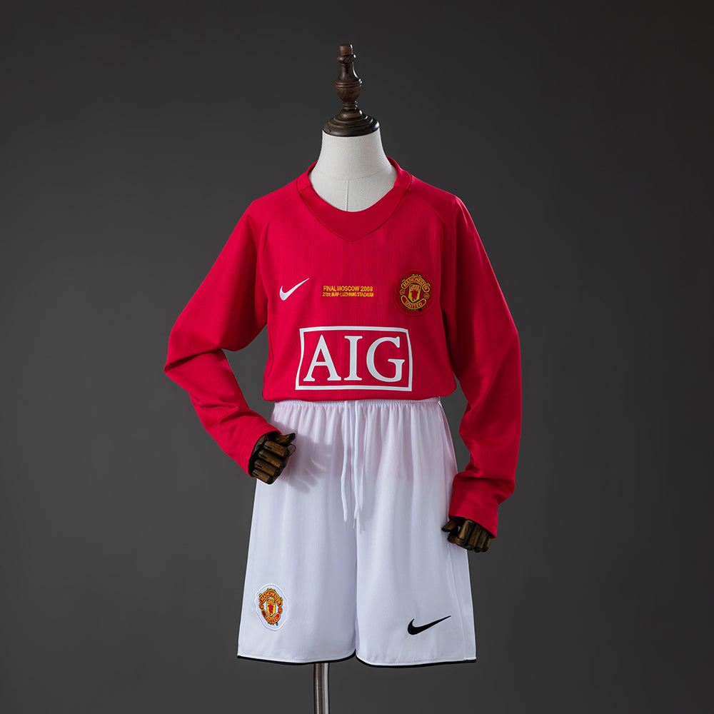07/08 Manchester United Home Long Sleeve Kids Kit