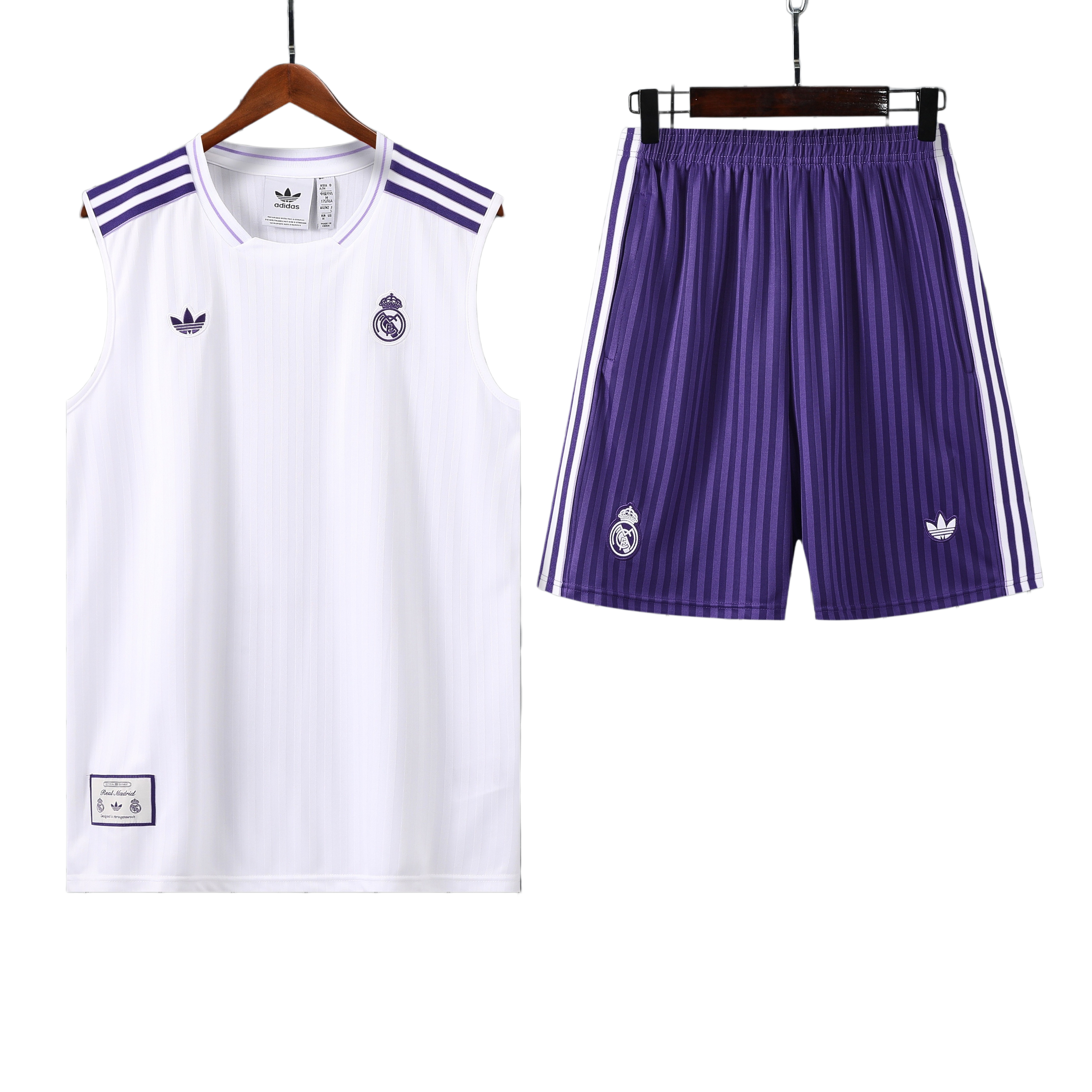 25/26 Real Madrid White Striped Vest Kit