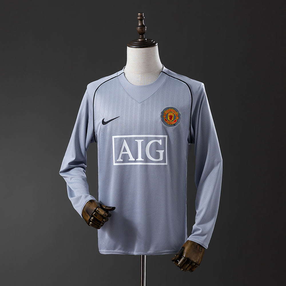 07 Manchester United Goalkeeper Grey Long Sleeve Retro Jersey