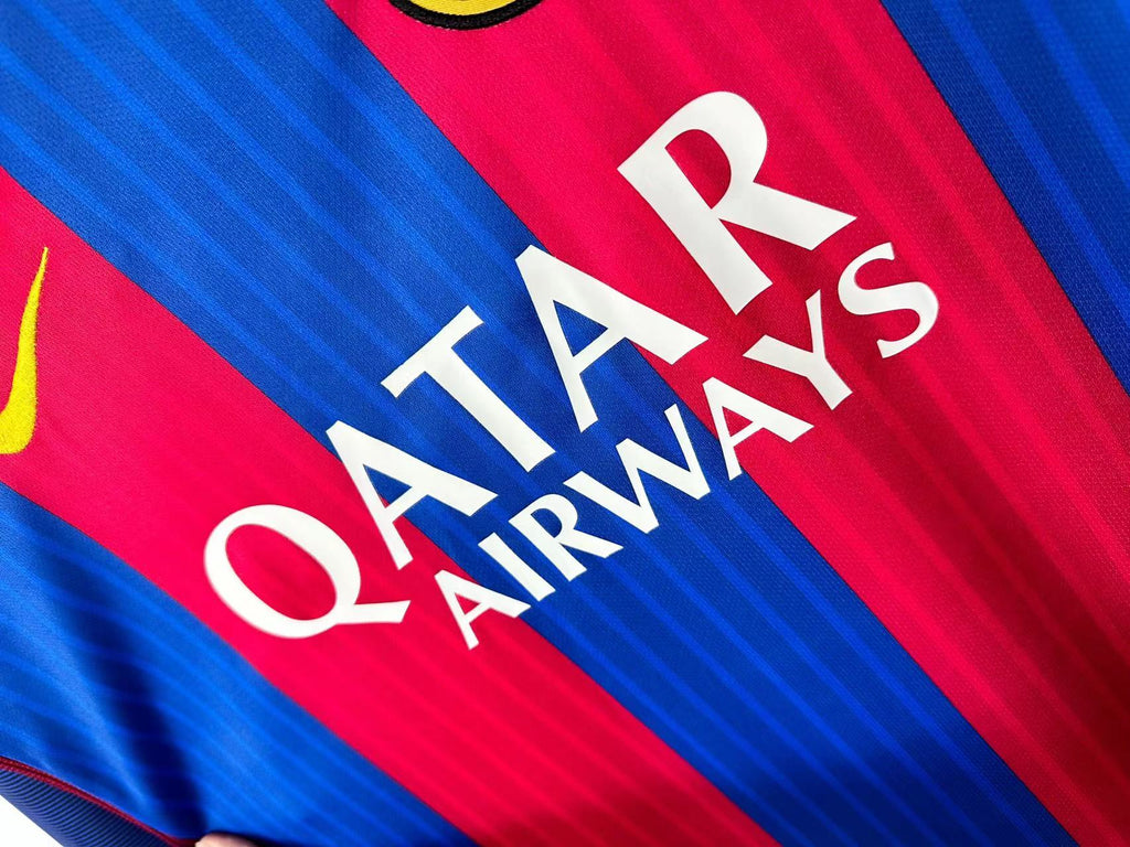 2016-17 Barcelona Home Long Sleeves Retro Jersey
