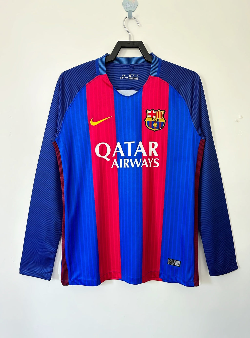 2016-17 Barcelona Home Long Sleeves Retro Jersey