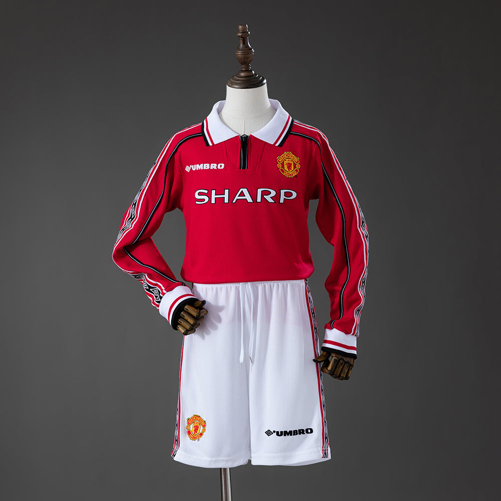 98/99 Manchester United Home Long Sleeve Kids Kit