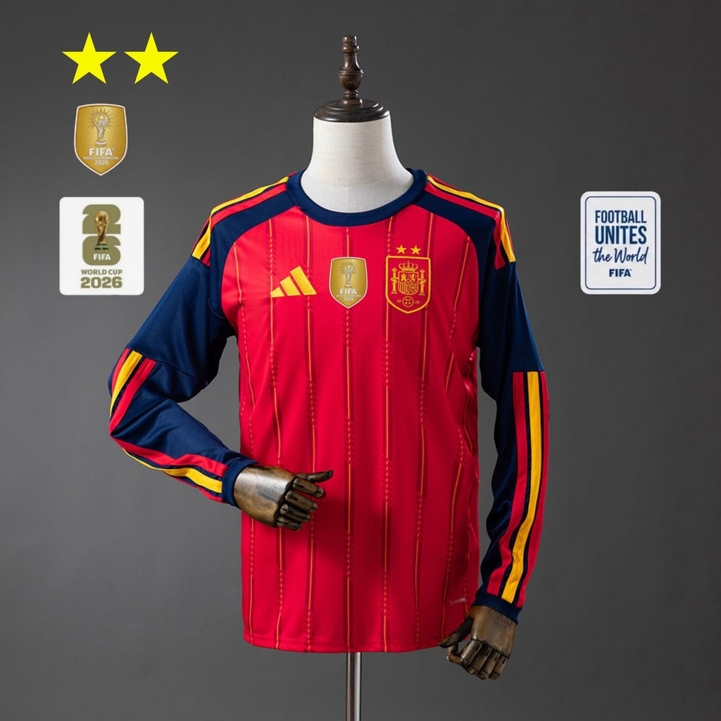 2026 Spain Home 2-Star Champions Edition Long Sleeves Jersey